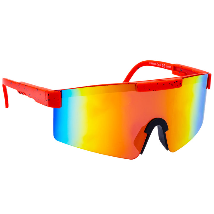 Sporty colorful sunglasses with mirrored lenses