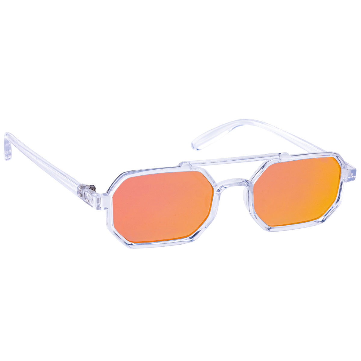 Angled rectangular sunglasses mirror lenses