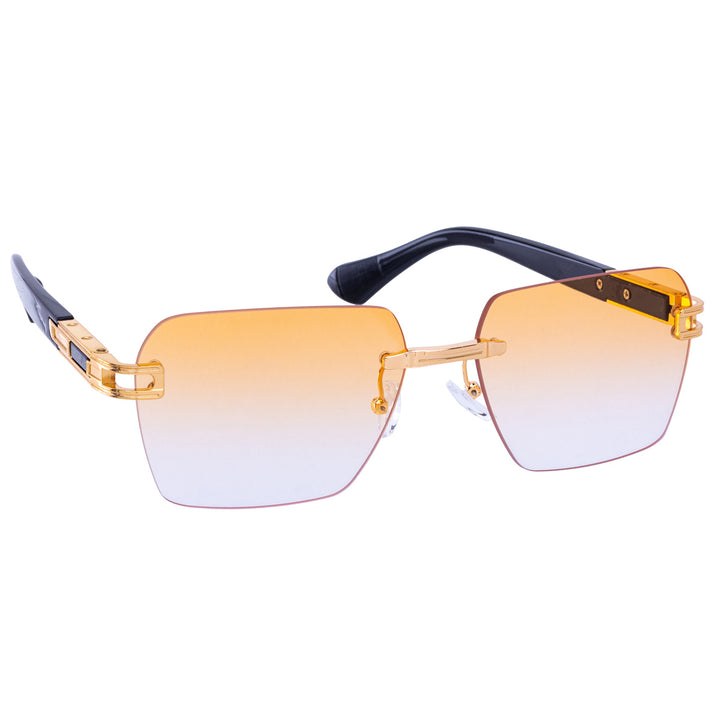 Angled rectangular sunglasses frameless lenses