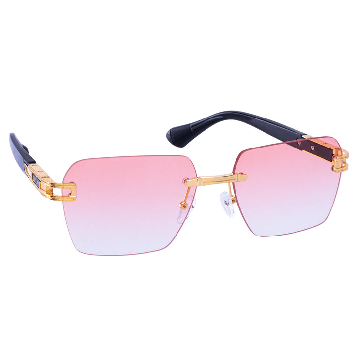 Angled rectangular sunglasses frameless lenses