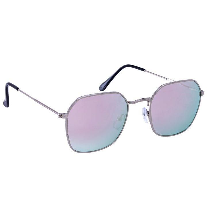 Angled sunglasses mirror lenses metal frames