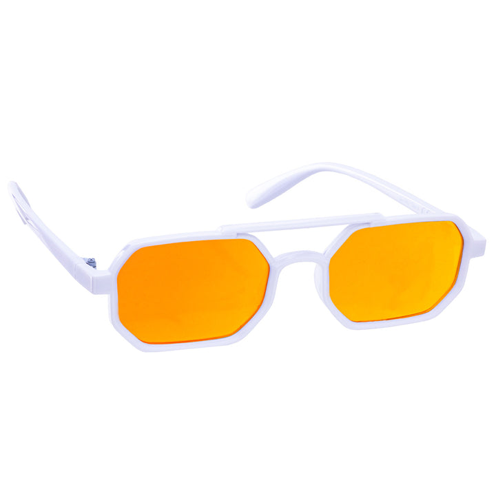 Angled rectangular sunglasses mirror lenses