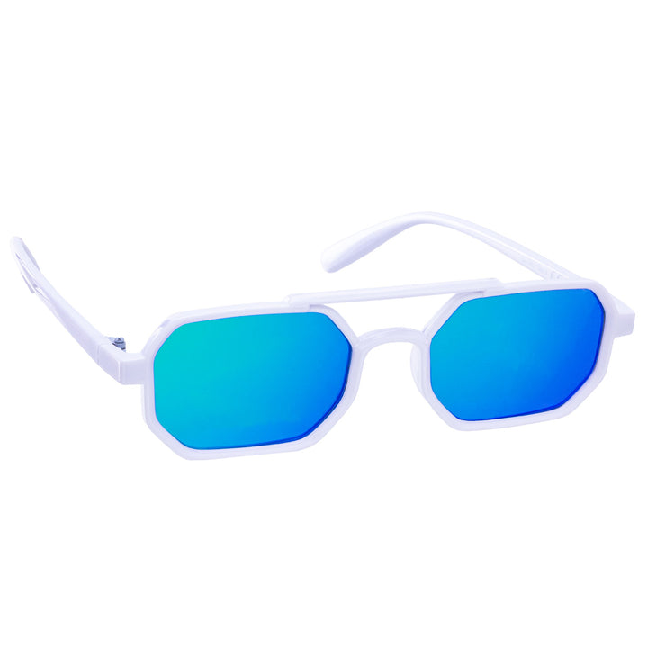 Angled rectangular sunglasses mirror lenses