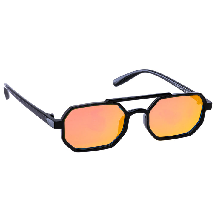 Angled rectangular sunglasses mirror lenses