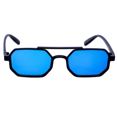 Angled rectangular sunglasses mirror lenses