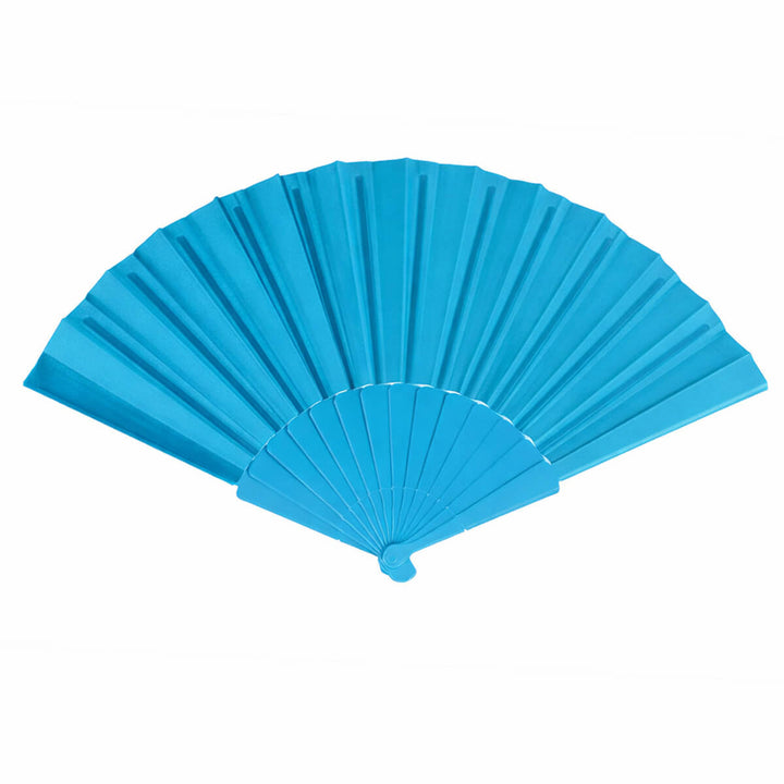 Blue fan that folds up to save space