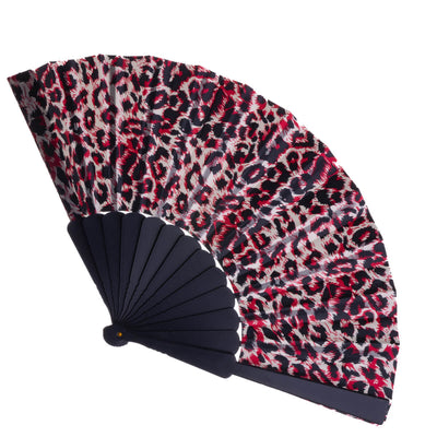 Plastic fan with leopard fabric