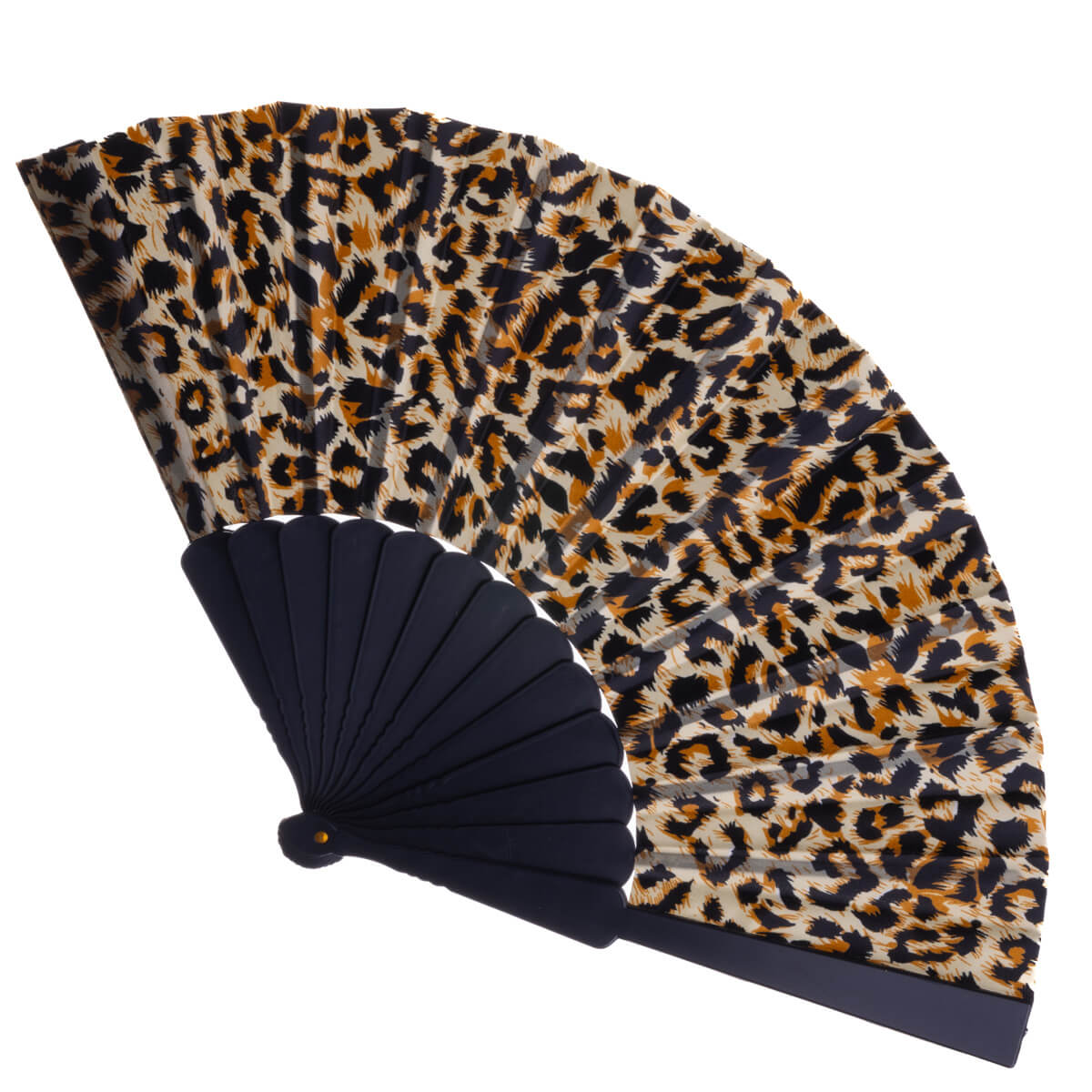 Plastic fan with leopard fabric