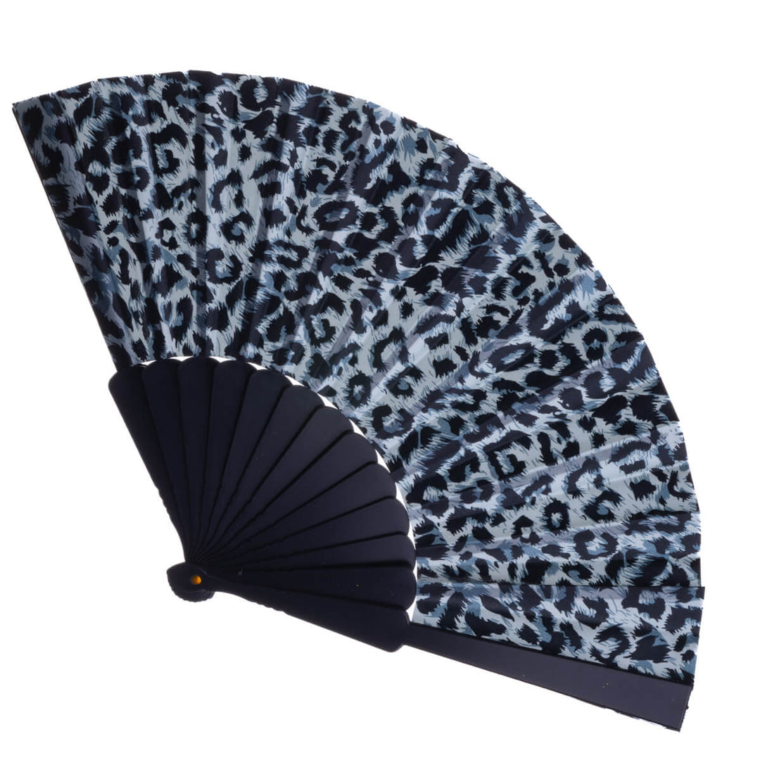 Plastic fan with leopard fabric