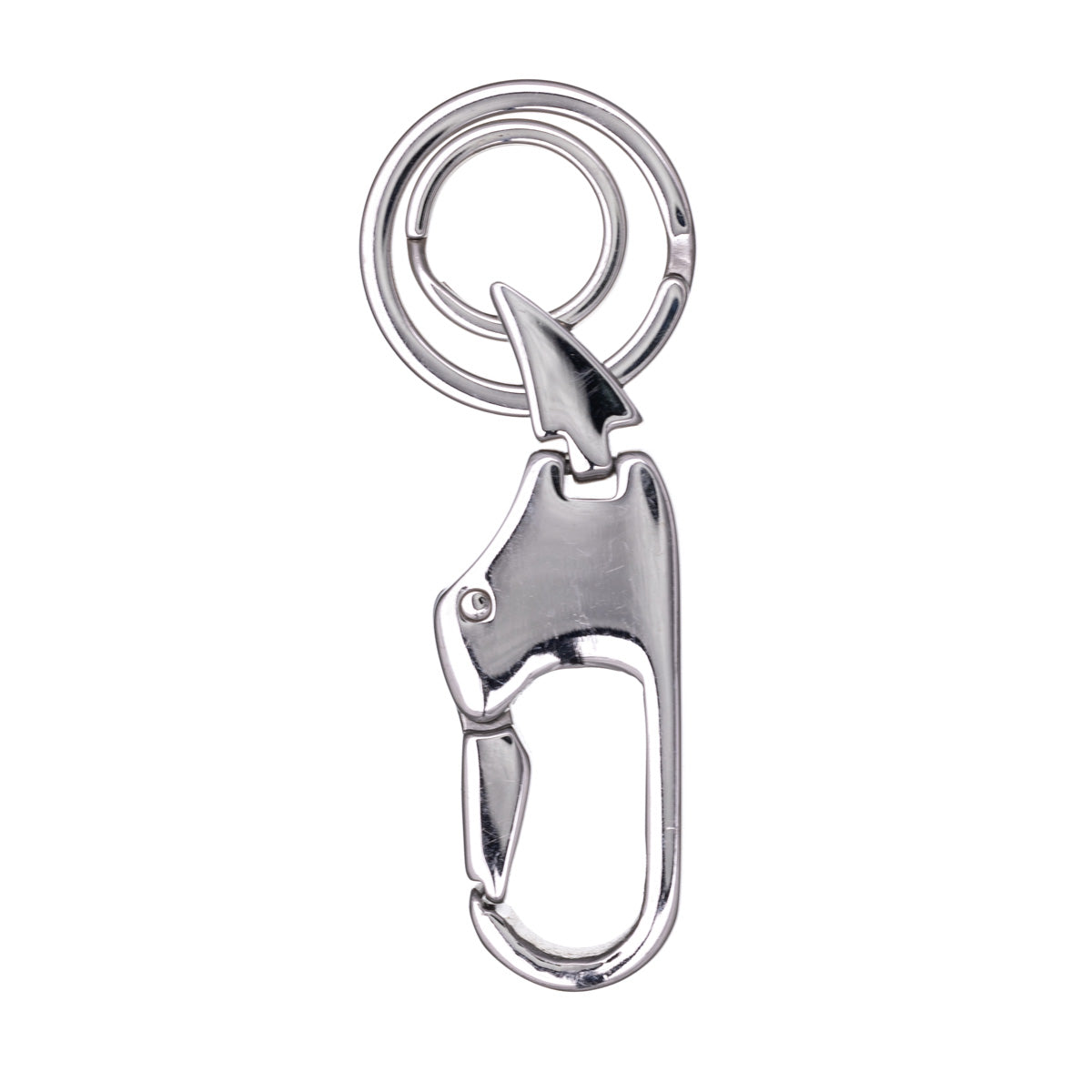 Steel keyring with quick lock carabiner with double links (Steel 316L)