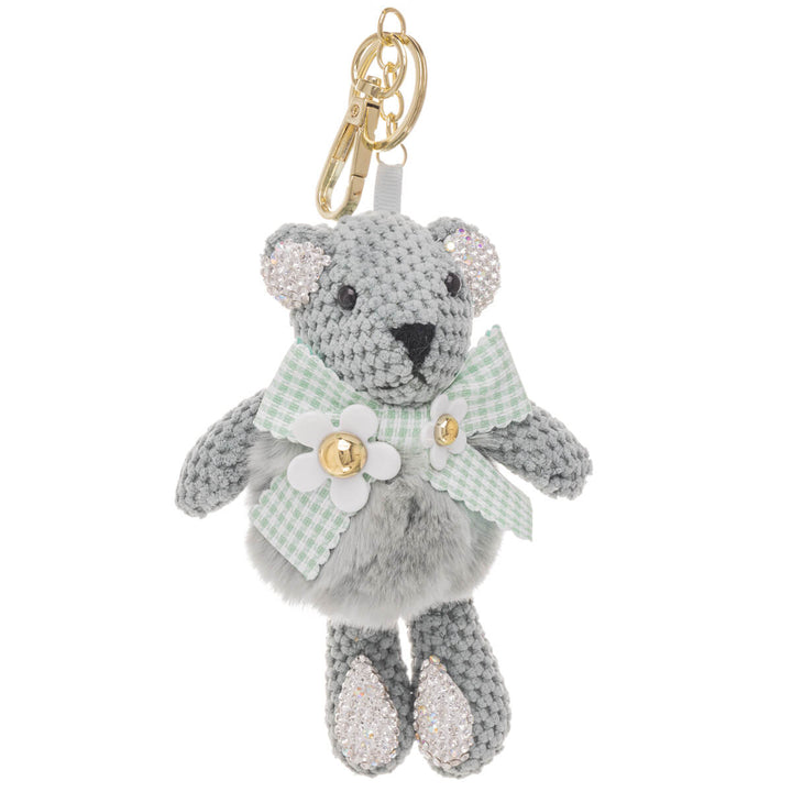 Glittery teddy bear keyring backpack 15cm