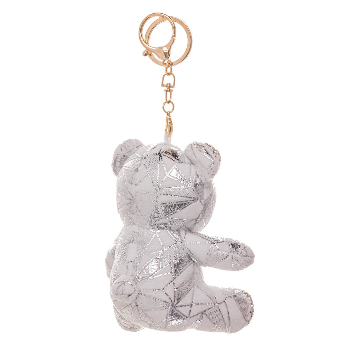 Glittery teddy bear keyring backpack basket 11,5cm