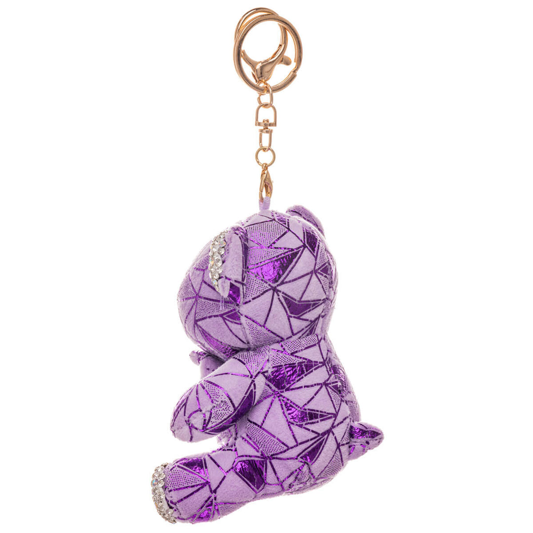 Glittery teddy bear keyring backpack basket 11,5cm