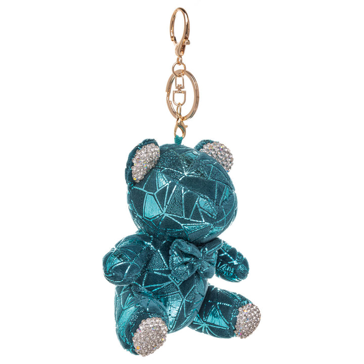 Glittery teddy bear keyring backpack basket 11,5cm