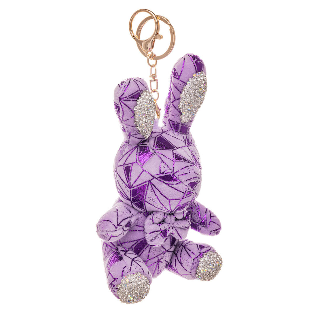 Glittery bunny keyring backpack basket 16cm