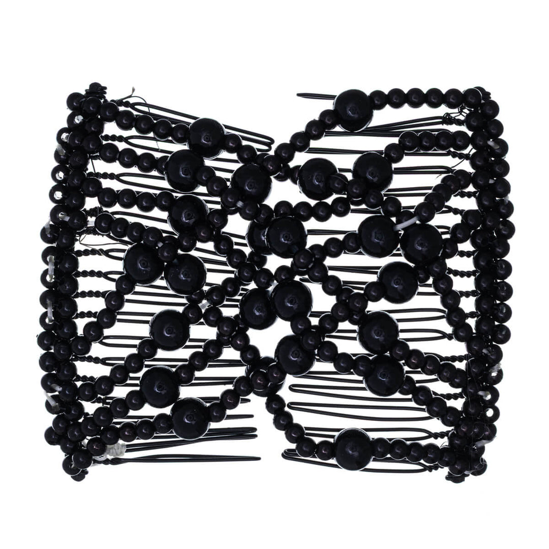 Hair combs with elastic pearl ribbon