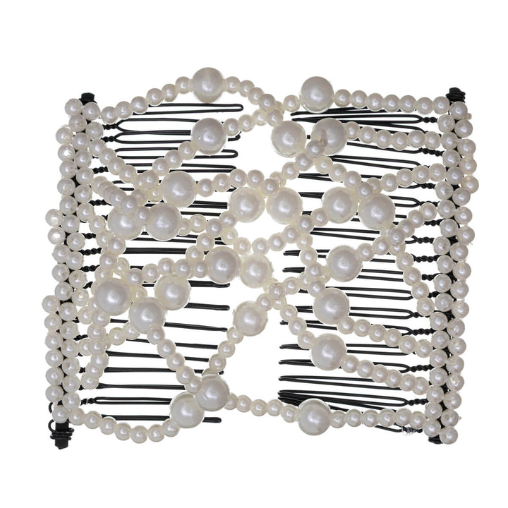Hair combs with elastic pearl ribbon