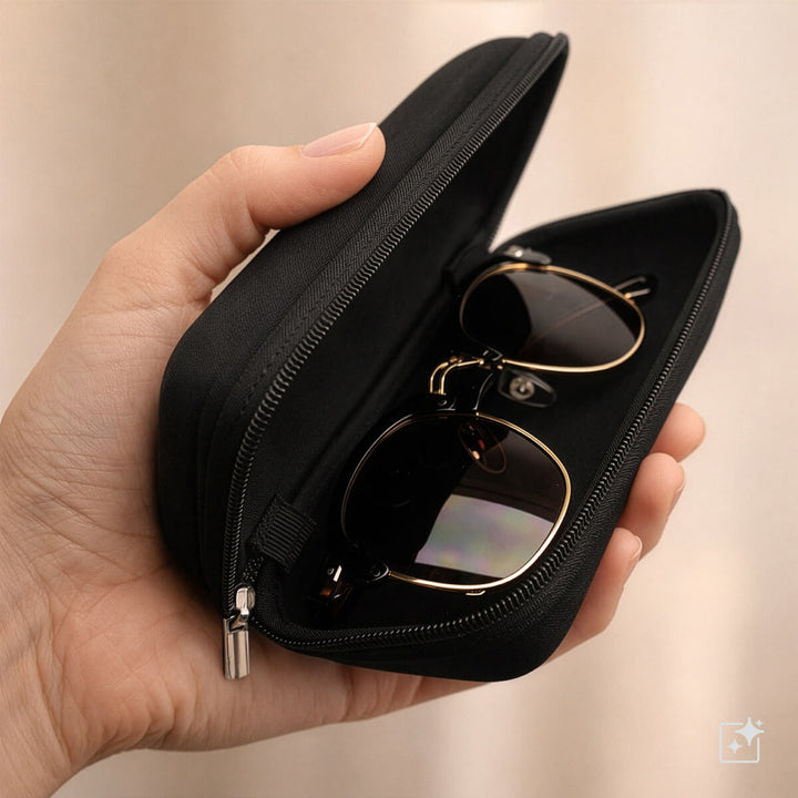 Sunglasses Case with Zipper – Hard Protective Case for Glasses (Medium) - Ninja.fi