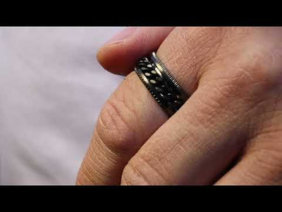 Koko musta pyörivä ketju sormus spinner (Teräs 316L)
