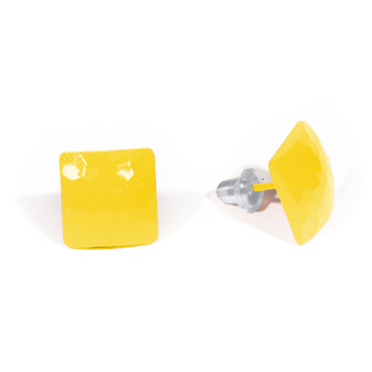 Plastic square earrings 1.2cm