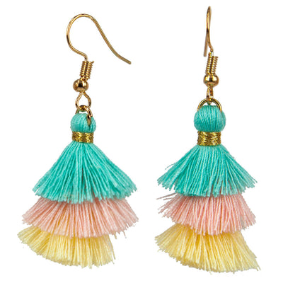 Multicolored fringe earrings