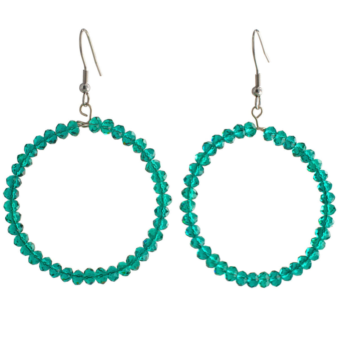 Glass bead ring earrings