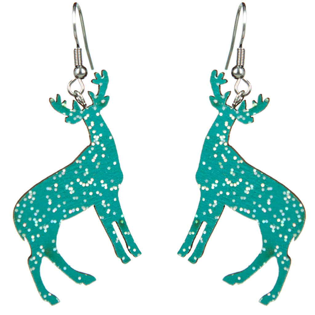 Wooden reindeer earrings