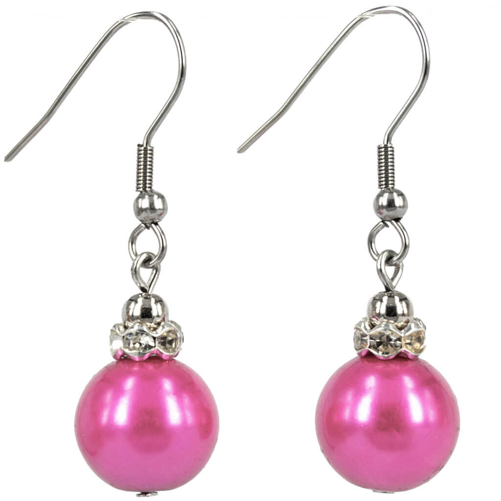 A pearl earrings with a glass of glass