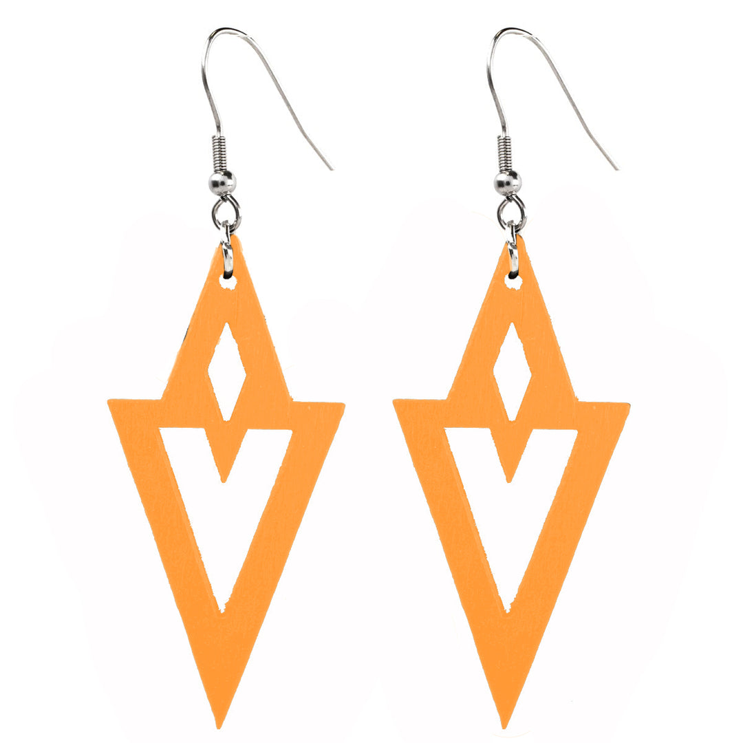 Domestic wooden earrings arrows (steel 316L)