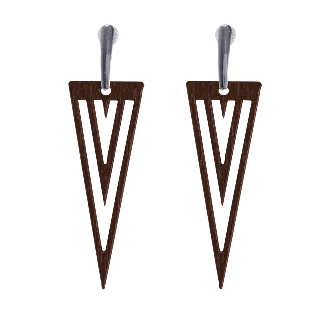 Domestic wooden earrings triangles (steel 316L)