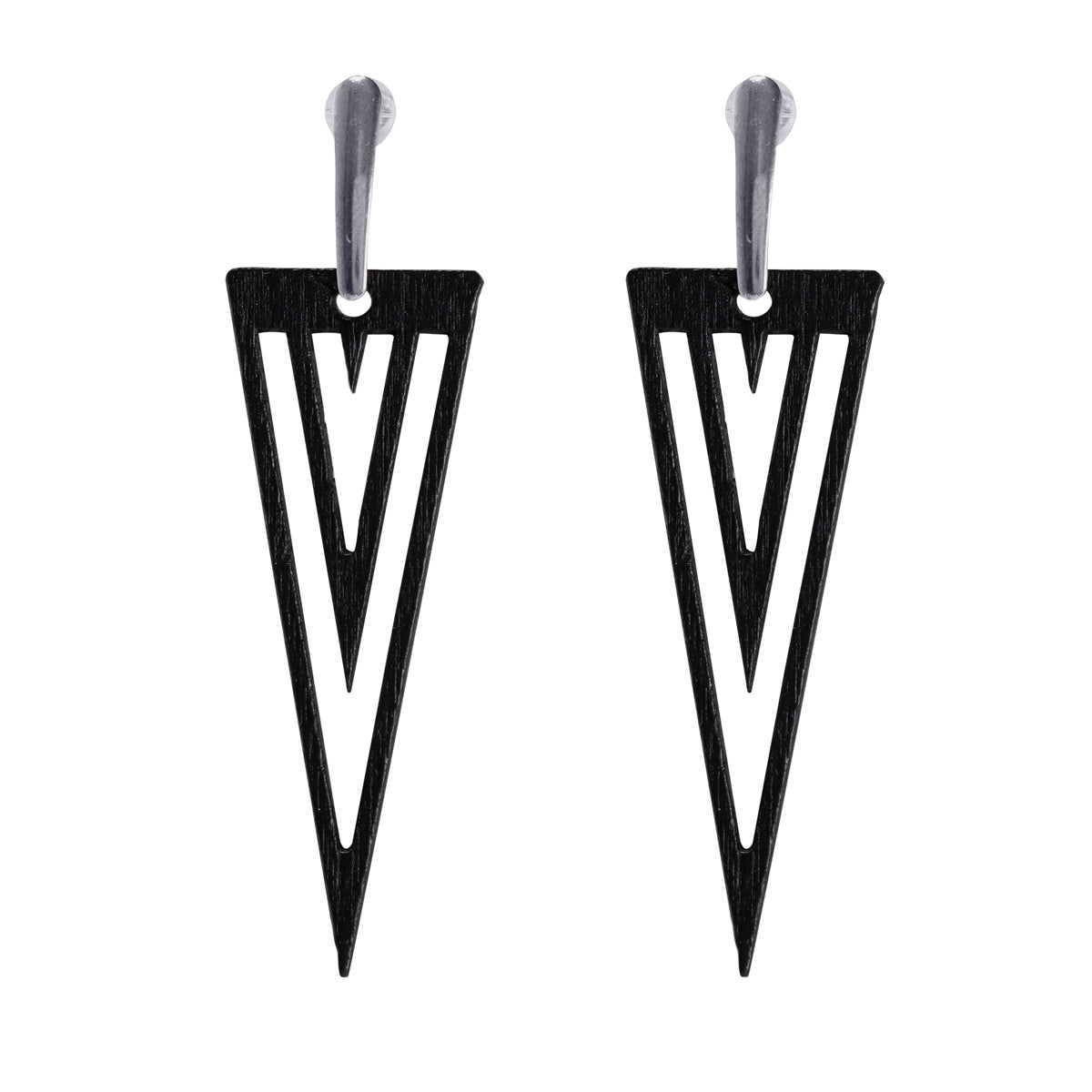 Domestic wooden earrings triangles (steel 316L)