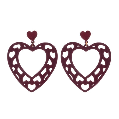 Big wooden heart earrings