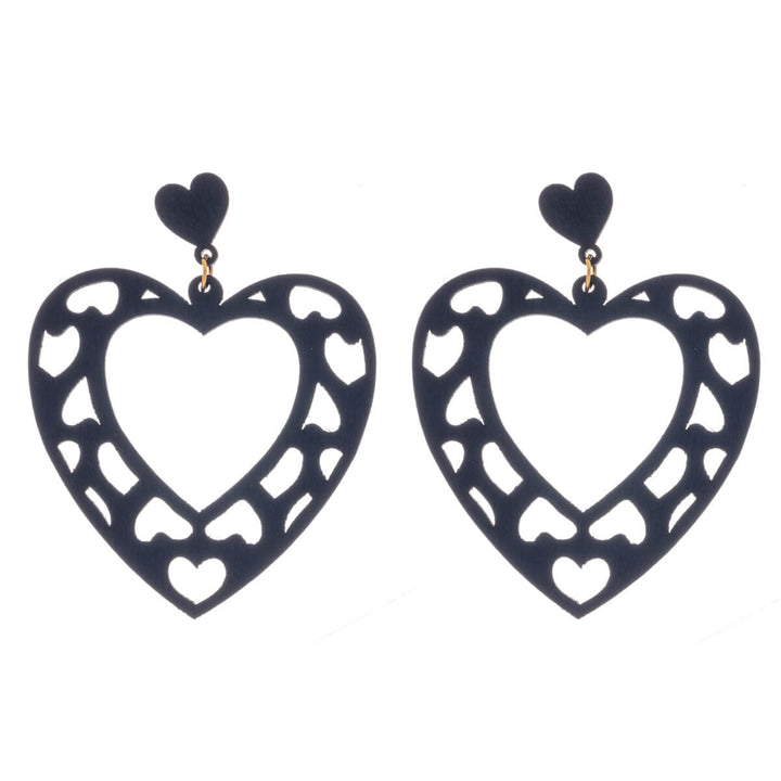 Big wooden heart earrings