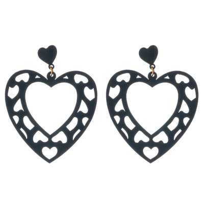 Big wooden heart earrings