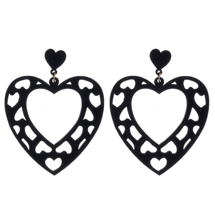 Big wooden heart earrings