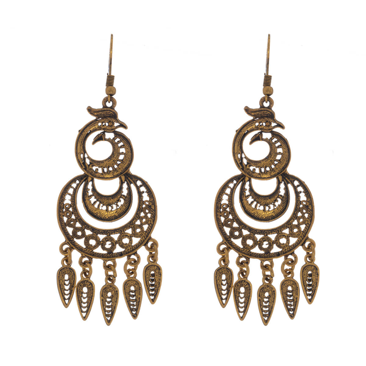 Impressive peacock earrings
