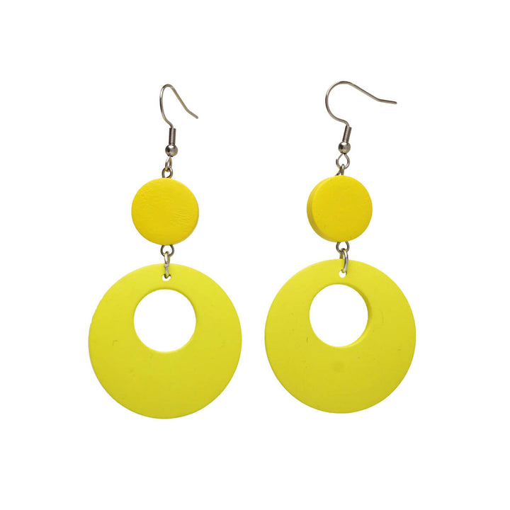 Wooden hanging ring earrings (Steel 316L)