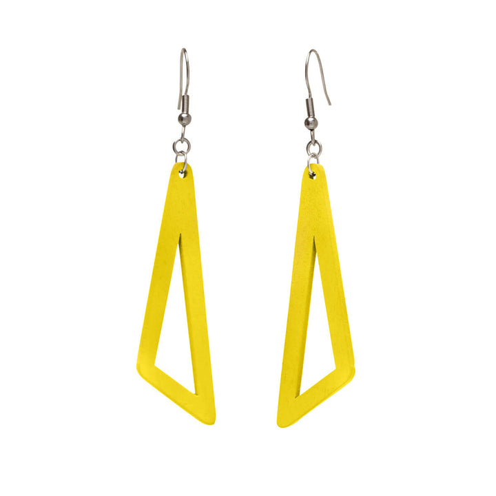 Wooden triangle earrings (Steel 316L)