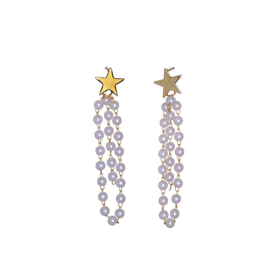 Hanging pearl earrings star