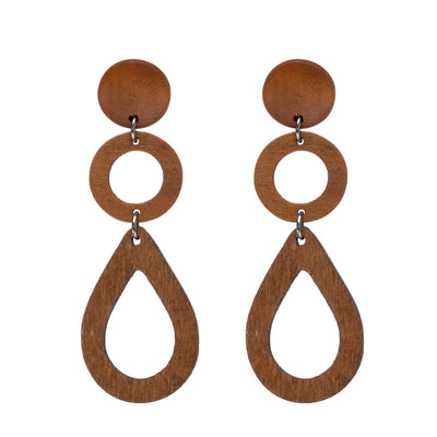 Wooden hanging drop earrings (Steel 316L)