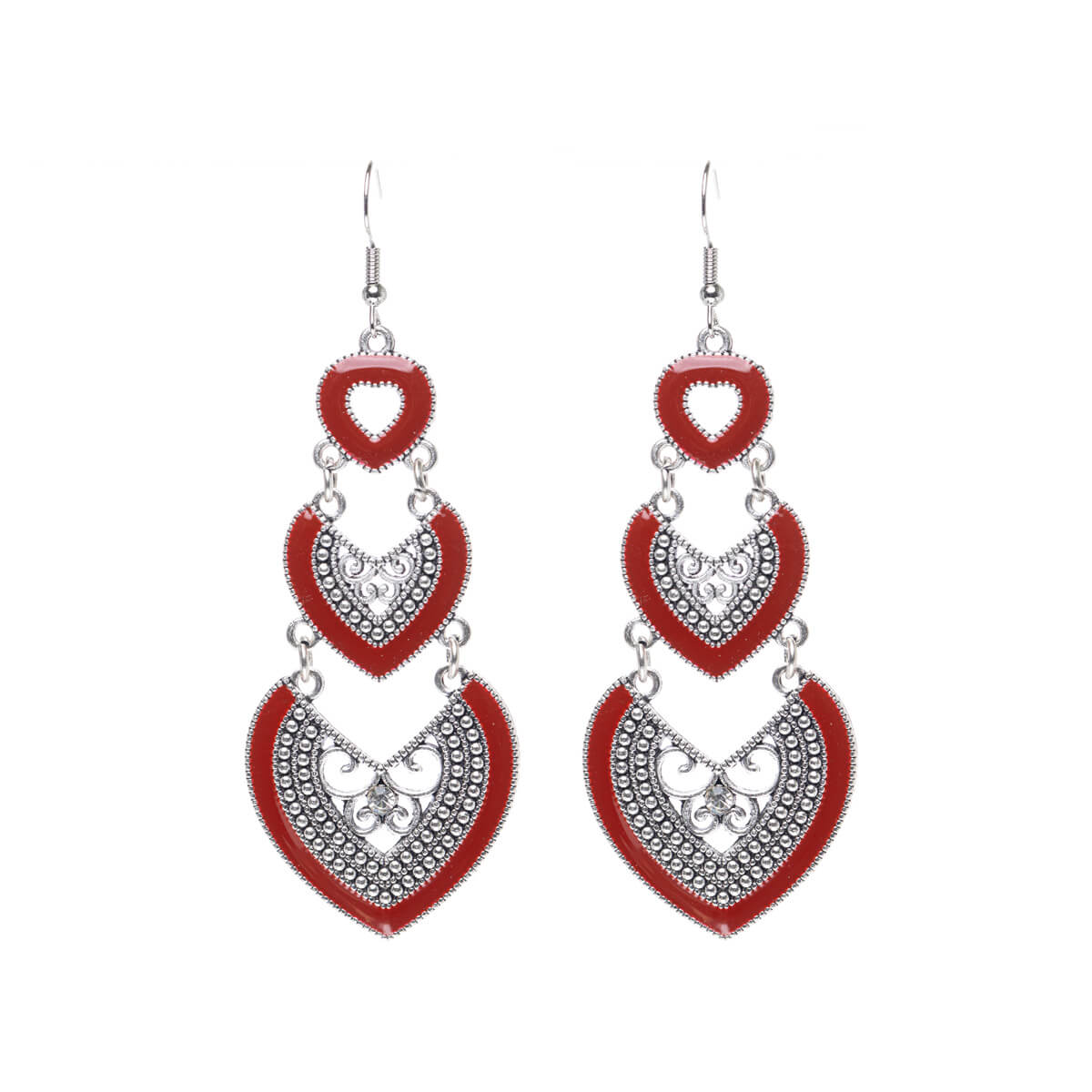 Long hanging heart earrings