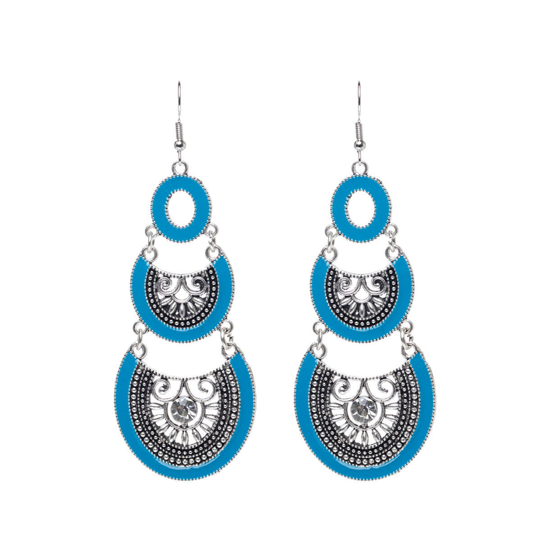 Long hanging three-piece earrings