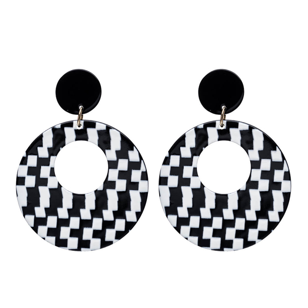 Plastic round box earrings