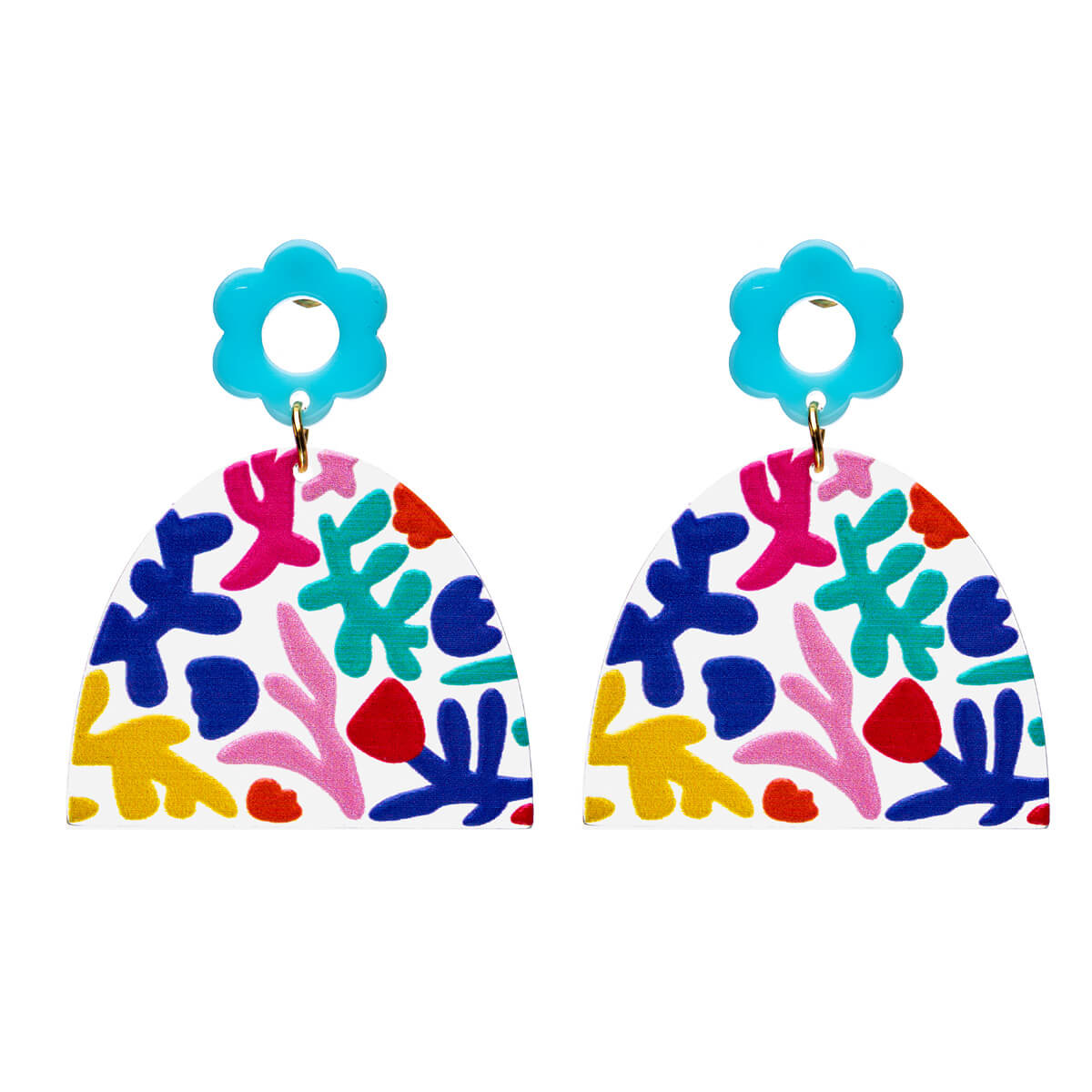 Colourful curved plastic earrings