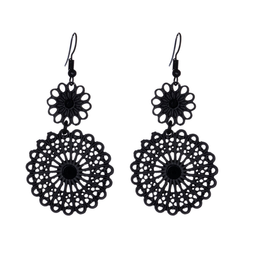 Patterned hanging flower earrings