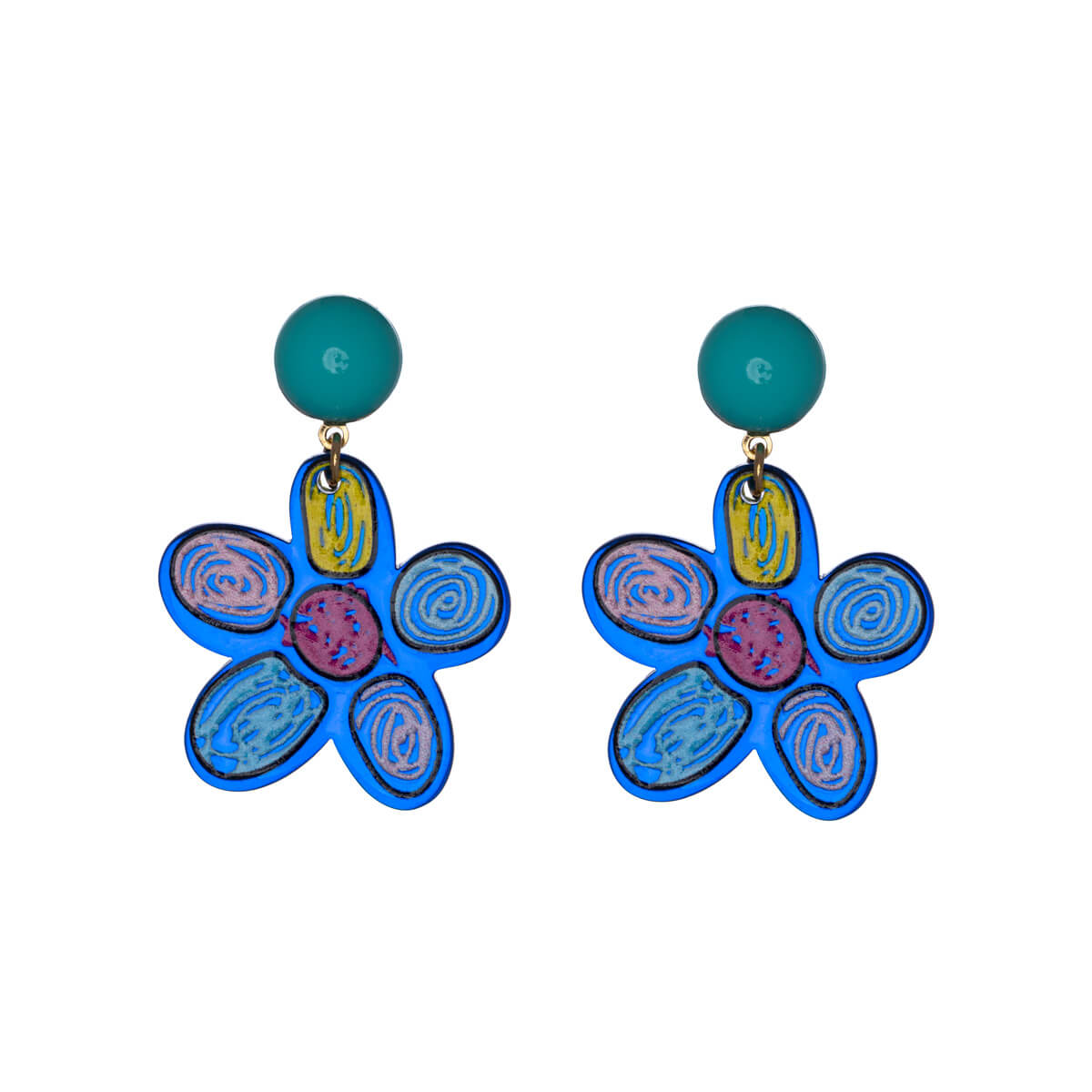 Plastic flower earrings