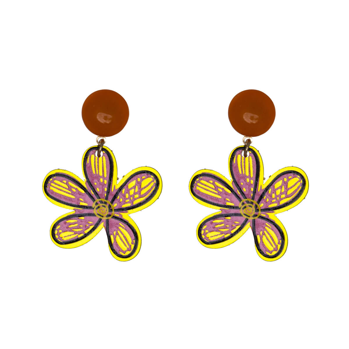 Plastic flower earrings