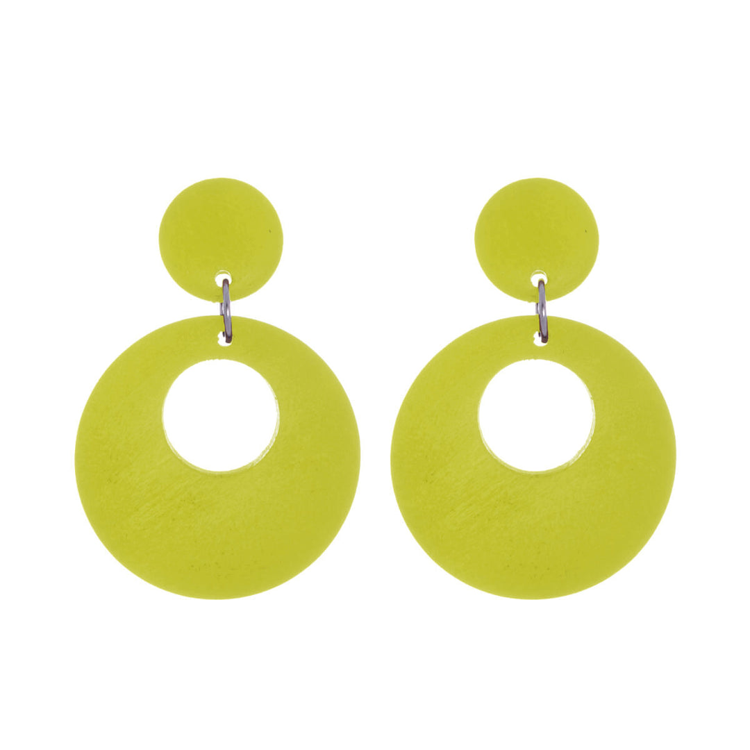 Round wooden earrings - Made in Finland (Steel 316L)