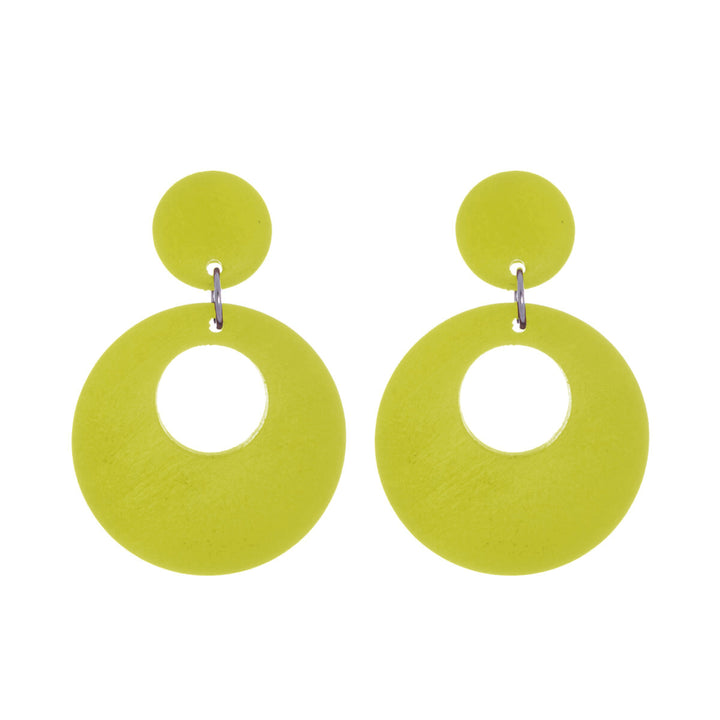 Round wooden earrings - Made in Finland (Steel 316L)