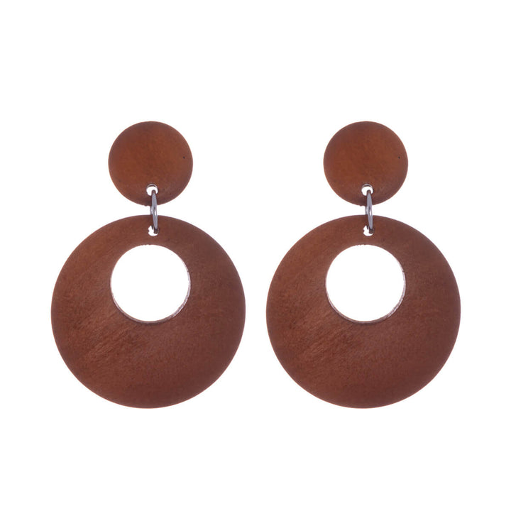 Round wooden earrings - Made in Finland (Steel 316L)